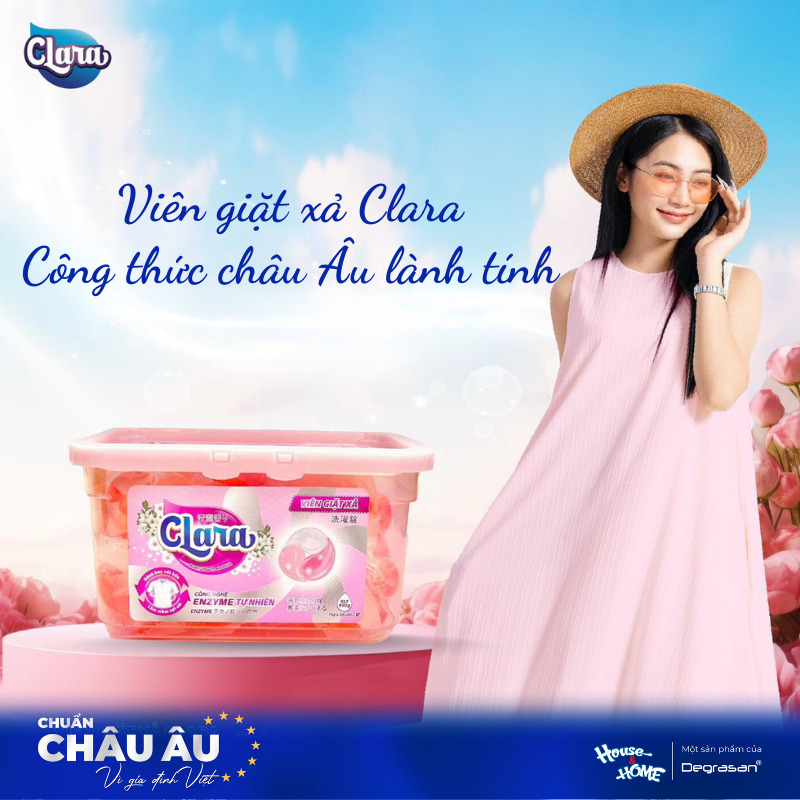 Viên giặt xả CLARA công thức chuẩn Châu Âu lành tính