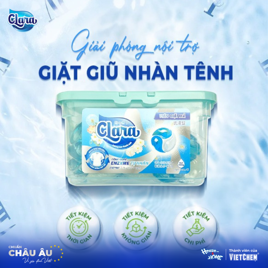 Viên giặt xả 3in1 CLARA phiên bản mới tối ưu quy trình giặt giũ