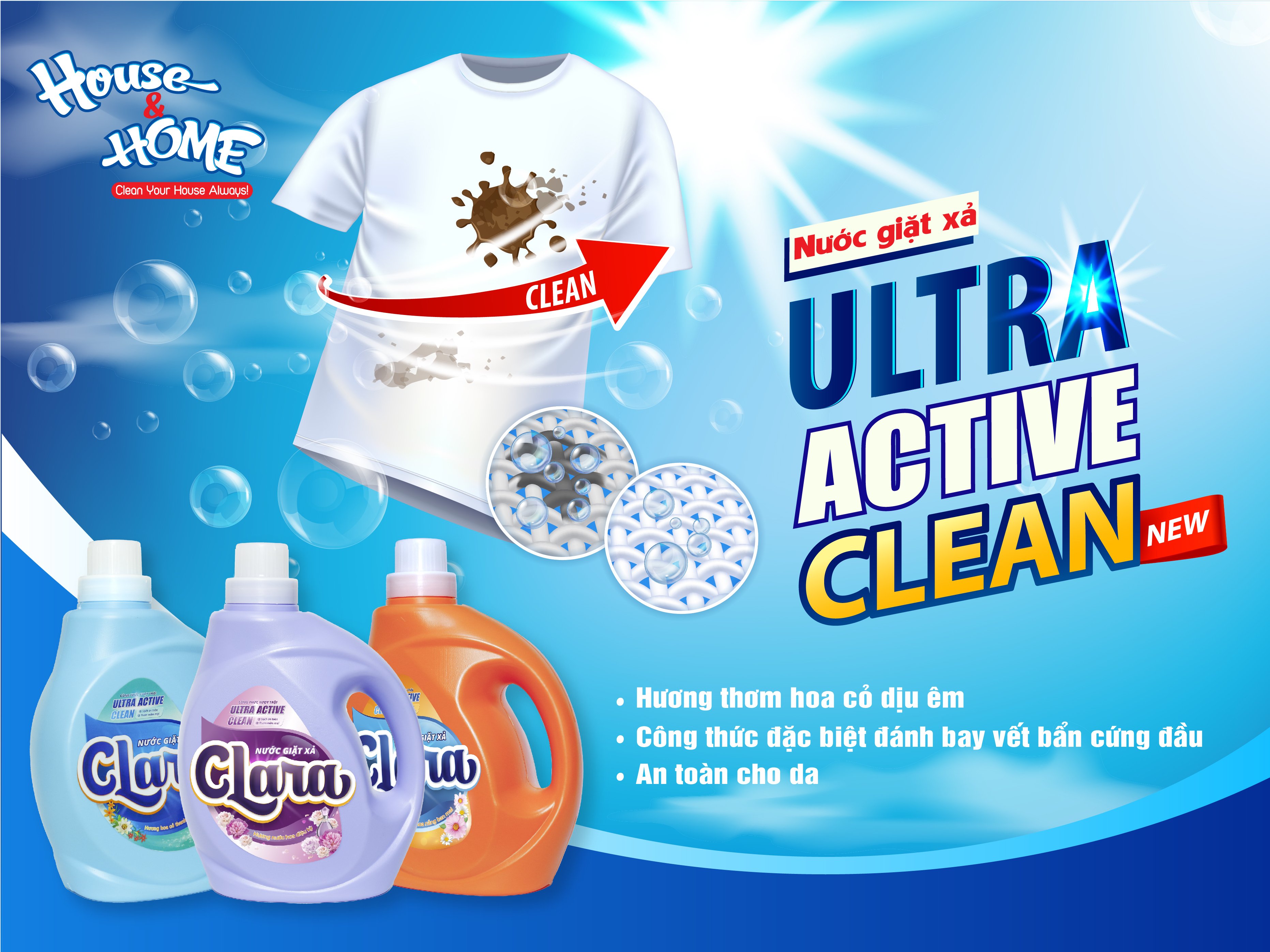 Bộ nước giặt xả Clara