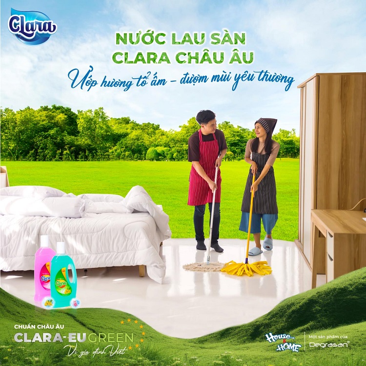 Lau khô sàn nhà sau khi dùng nước lau sàn CLARA