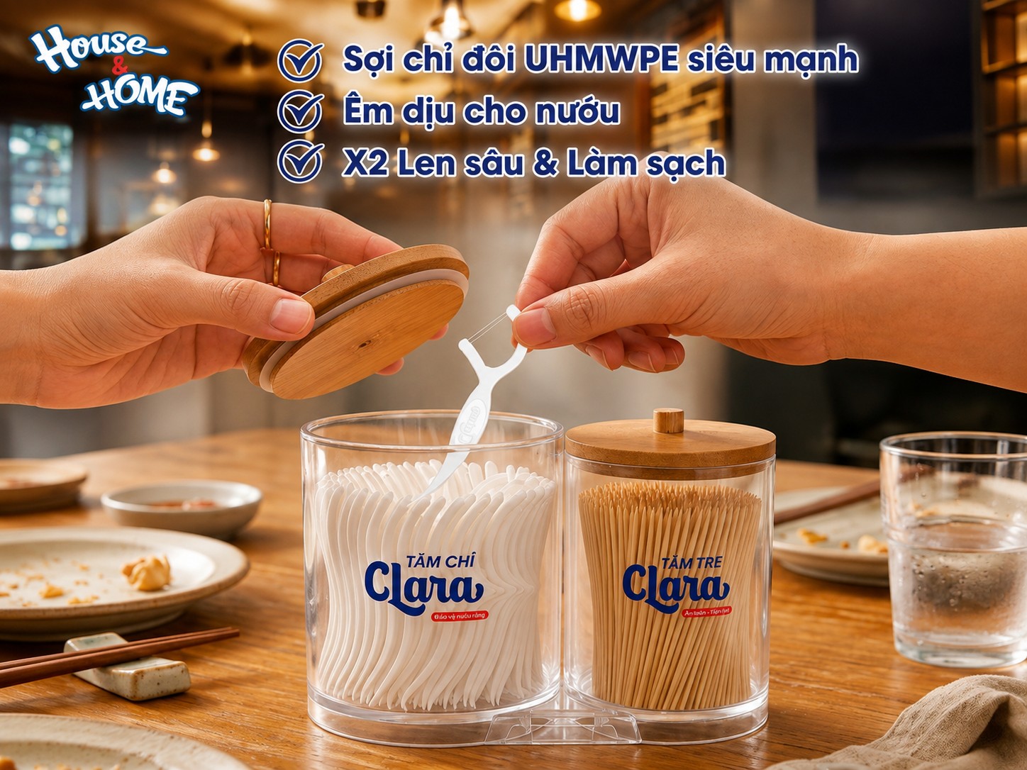 Tăm chỉ Clara phiên bản Acrylic 2 ngăn