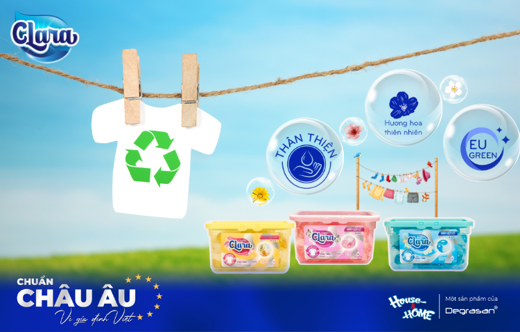 Viên giặt xả 3in1 Clara sạch thơm, thân thiện với môi trường