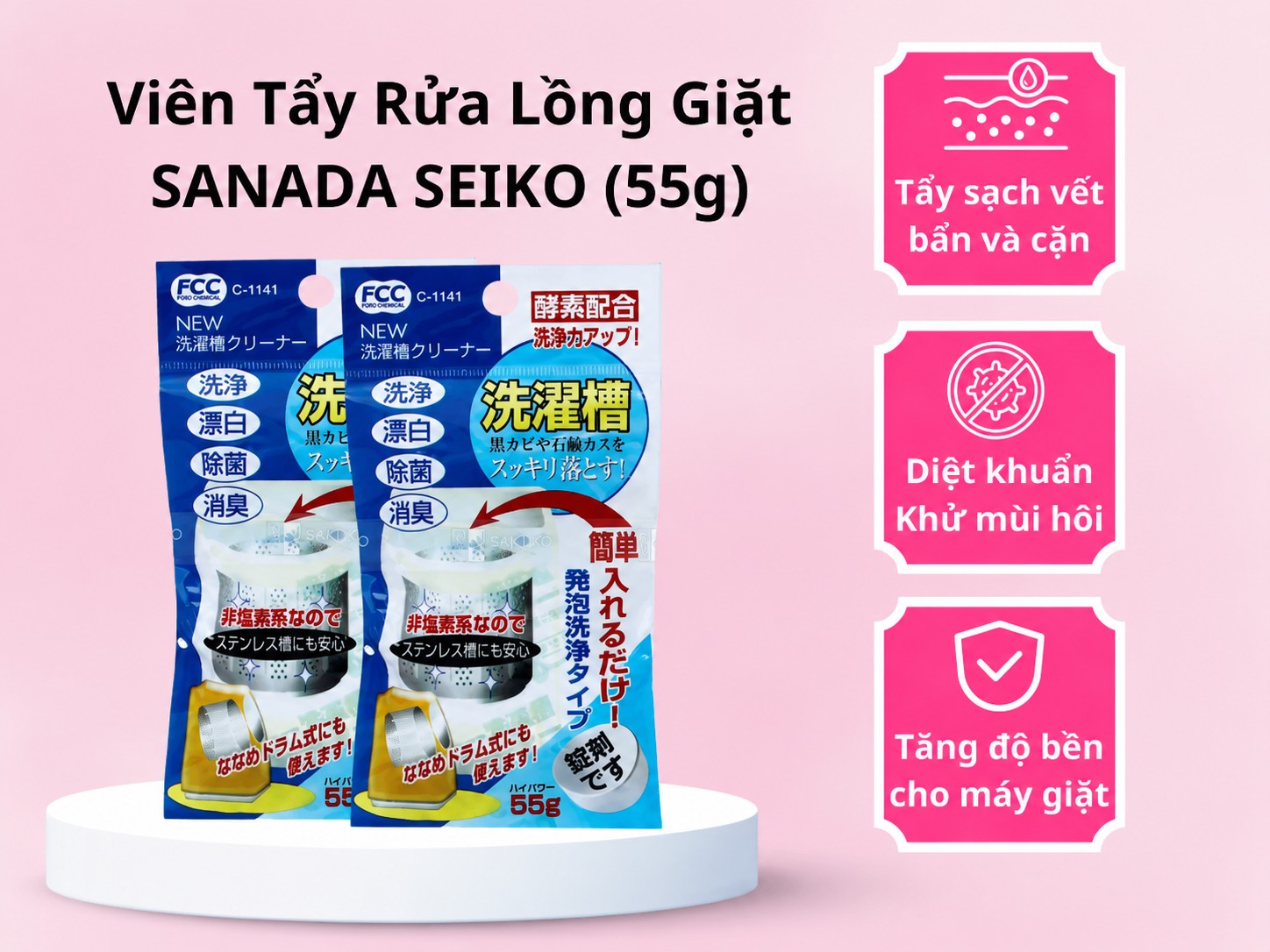 Viên tẩy rửa lồng giặt Sanada Seiko