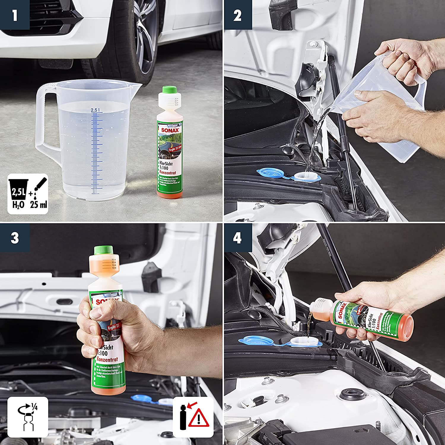 Hướng dẫn sử dụng sản phẩm phụ gia SONAX Clear View 1:100 Concentrate hiệu quả cao - LINH TON STORE - NHOT.LINHTON.VN - 350A TRỊNH ĐÌNH TRỌNG, HOÀ THẠNH, TÂN PHÚ