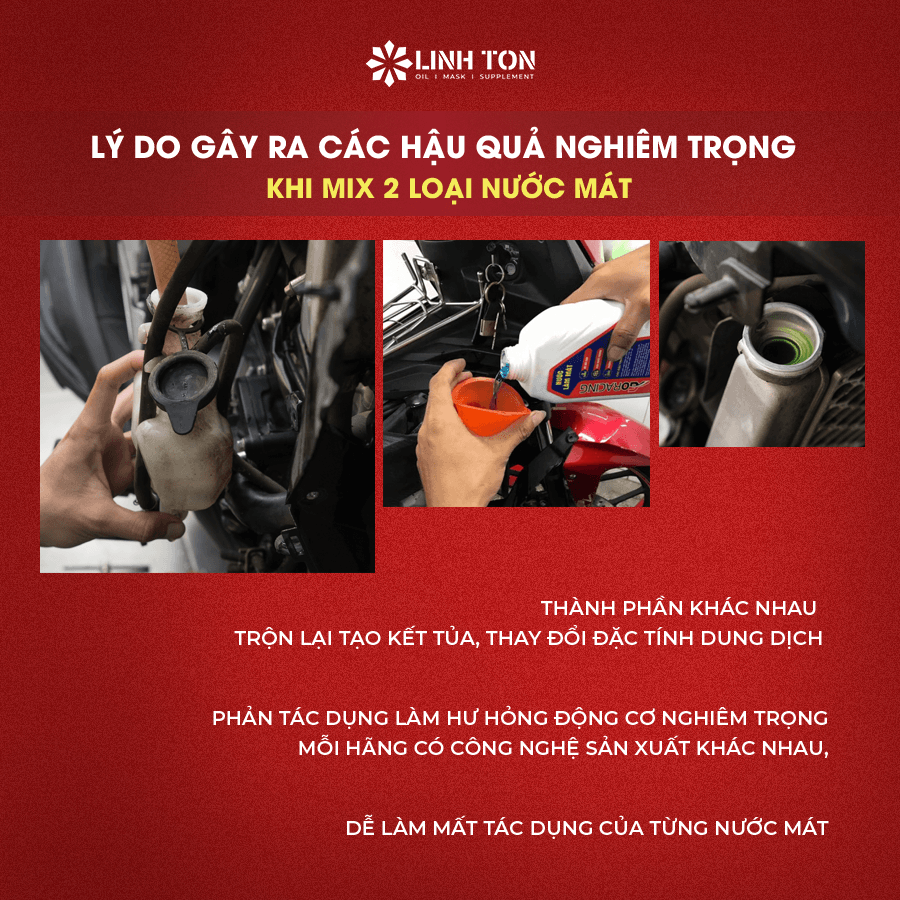 Lý do gây nên các hậu quả khi trộn 2 loại nước làm mát với nhau - LINH TON STORE - 350A TRỊNH ĐÌNH TRỌNG, HOÀ THẠNH, TÂN PHÚ