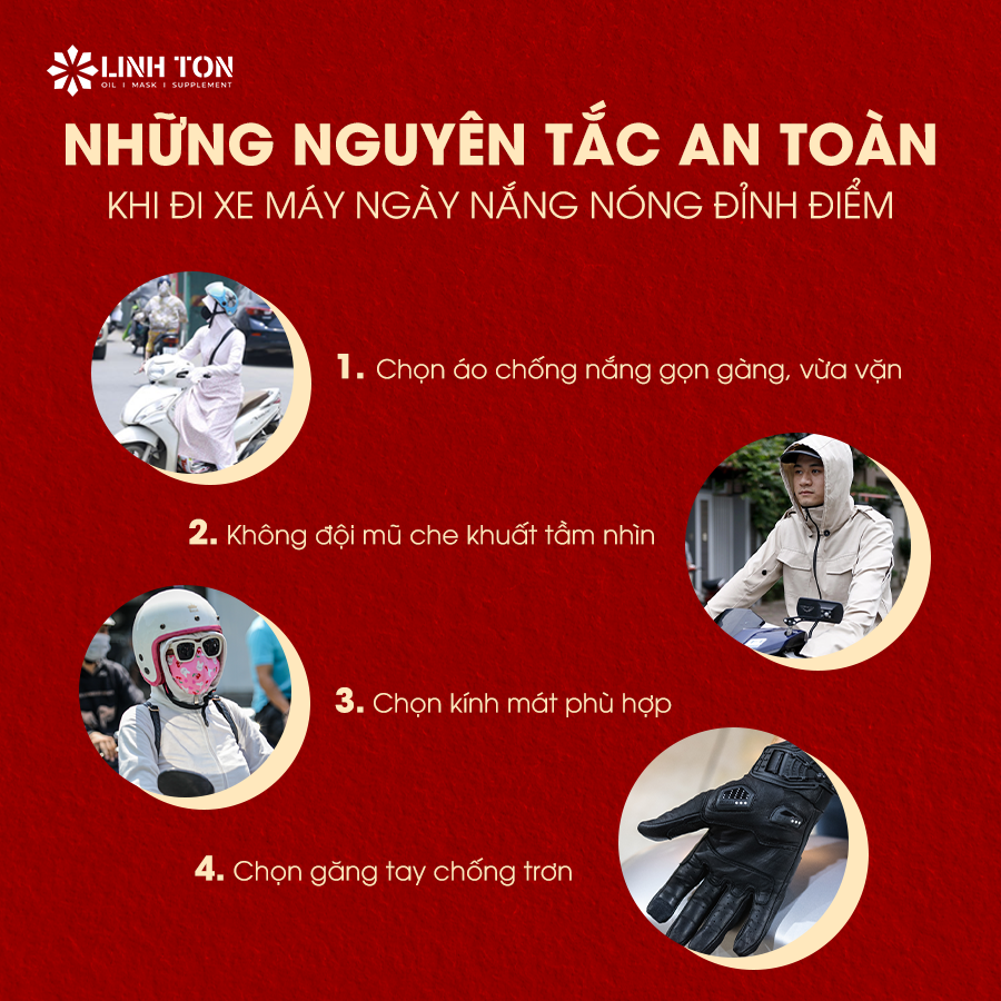 Những nguyên tắc an toàn khi đi xe máy ngày nắng nóng đỉnh điểm - Linh Ton Store - 350a Trịnh Đình Trọng, Hòa Thạnh, Tân Phú, TPHCM - NHOT.LINHTON.VN