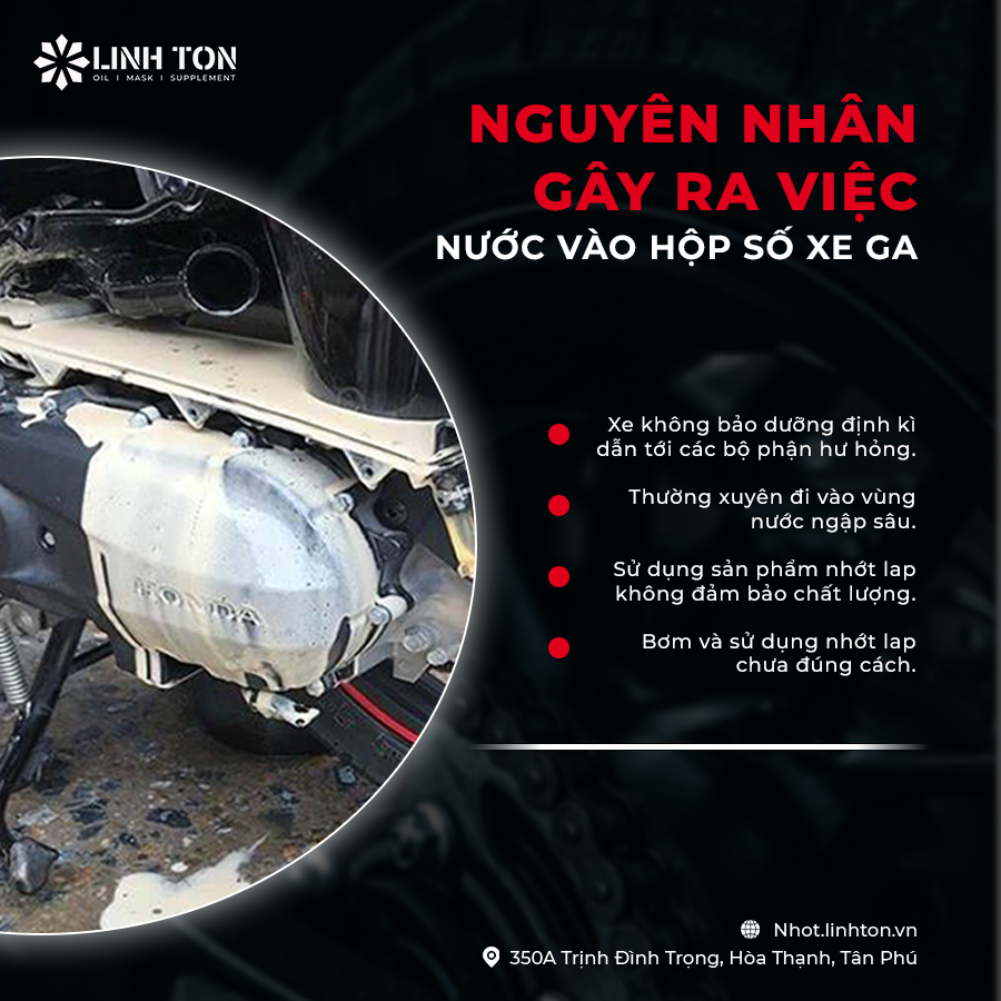 Nguyên nhân gây ra việc nước vào hộp số xe ga - Linh Tôn Store - 350a Trịnh Đình Trọng, Hoà Thạnh, Tân Phú, TPHCM