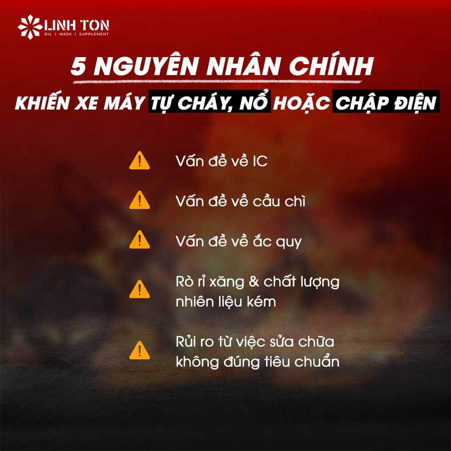 Nguyên nhân chính khiến xe máy tự cháy, nổ hoặc chập điện
