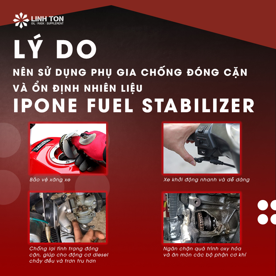 Top 3 lý do bạn nên sử dụng phụ gia chống đóng cặn và ổn định nhiên liệu Ipone Fuel Stabilizer