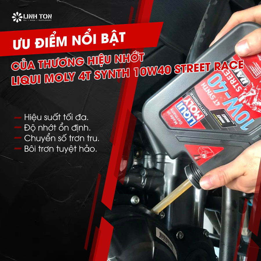 Ưu điểm nổi bật của thương hiệu nhớt Liqui Moly 4T Synth 10W40 Street Race