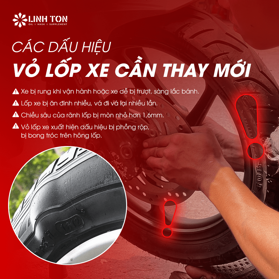 Các dấu hiệu vỏ lốp xe cần thay mới