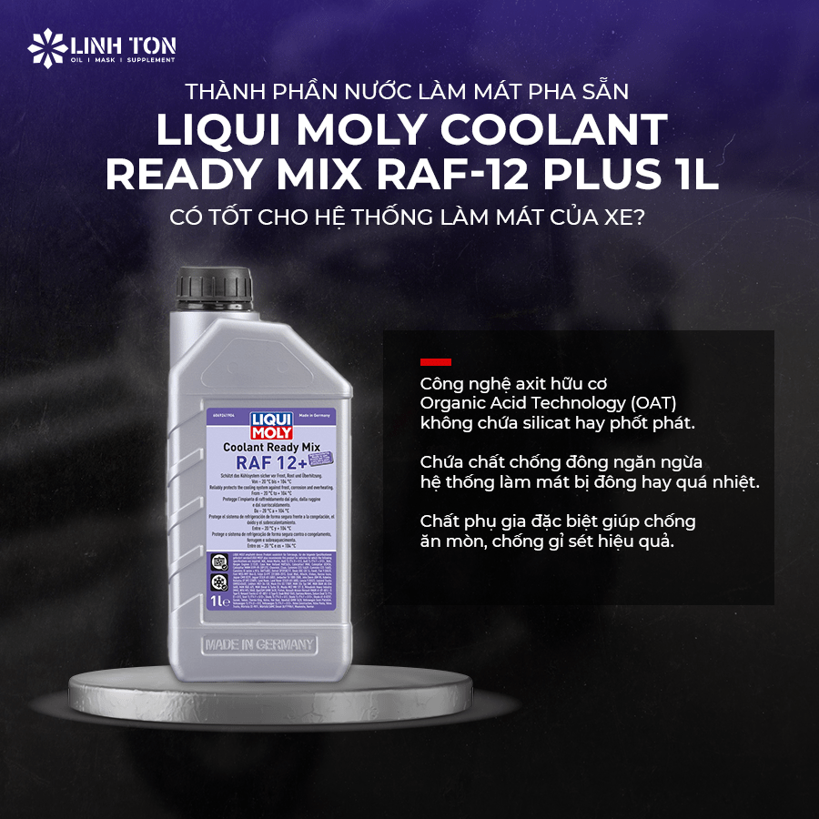 Thành phần nước làm mát pha sẵn Liqui Moly Coolant Ready Mix RAF-12 Plus 1L có tốt cho hệ thống làm mát của xe? - Linh Ton Store - 350a Trịnh Đình Trọng, Hoà Thạnh, Tân Phú - NHOT.LINHTON.VN