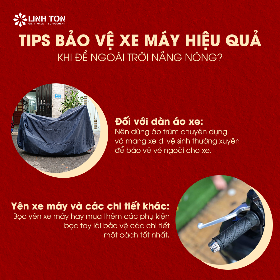 Bảo vệ xe máy như thế nào khi xe máy để ngoài trời nắng nóng? Linh Ton Store - 350a Trịnh Đình Trọng, Hòa Thạnh, Tân Phú, TPHCM - NHOT.LINHTON.VN
