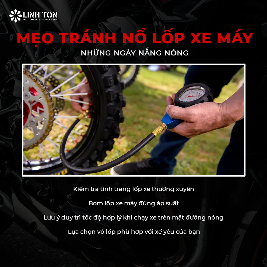 Mẹo tránh nổ lốp xe máy những ngày nắng nóng - Linh Tôn Store – 350A Trịnh Đình Trọng, Hòa Thạnh, Tân Phú - NHOT.LINHTON.VN