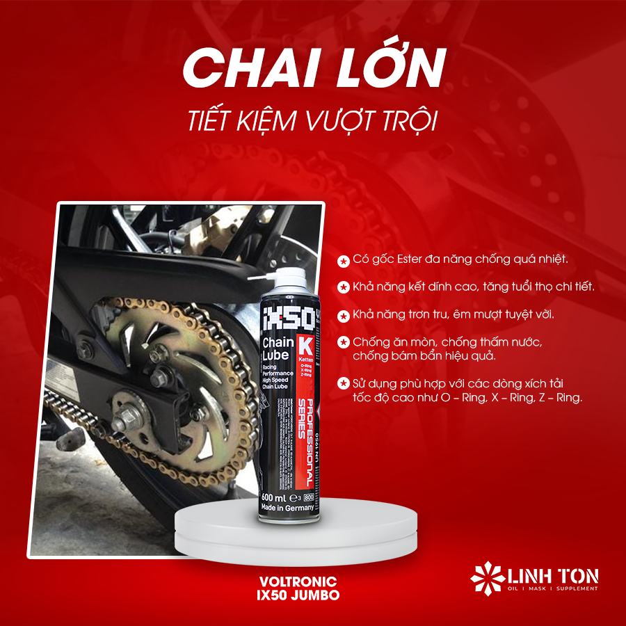 XỊT DƯỠNG SÊN PHỦ SỨ VOLTRONIC M50K CERAMIC CHAIN LUBE 400ML - LINH TON STORE - 350A Trịnh Đình Trọng, Hòa Thạnh, Tân Phú - NHOT.LINHTON.VN