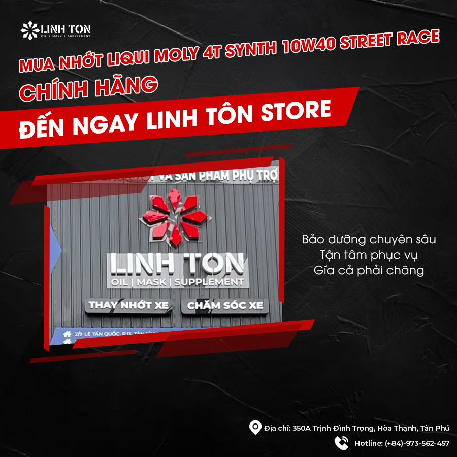 Giá và địa chỉ mua nhớt cao cấp Liqui Moly 4T Synth 10W40 Street Race chính hãng quận Tân Phú