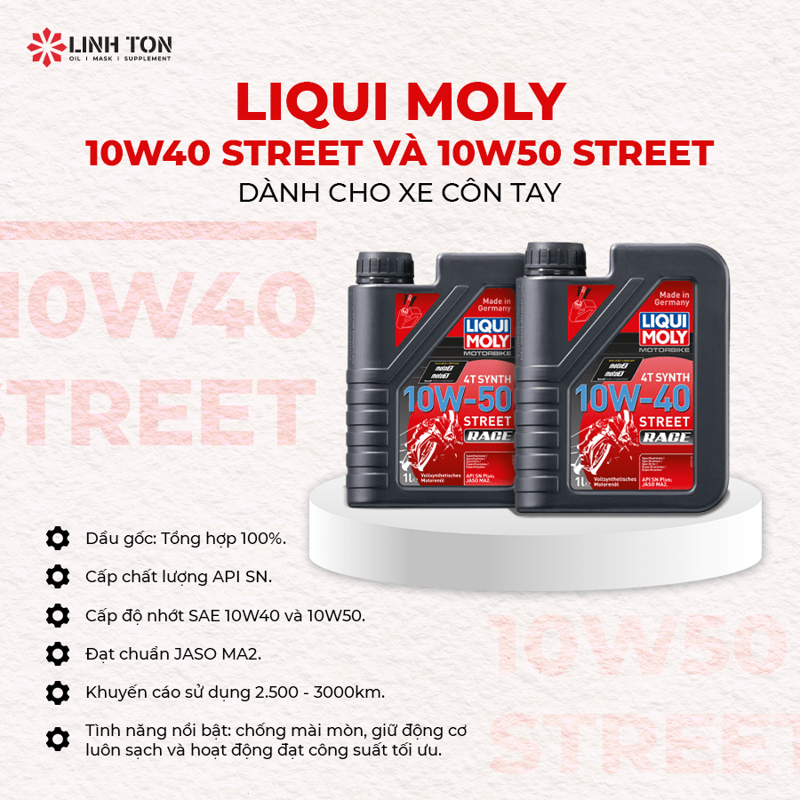 Nhớt Liqui Moly 10w40 Street và 10W50 Street cho xe côn tay - Linh Ton Store - 350a Trịnh Đình Trọng, Hoà Thạnh, Tân Phú - NHOT.LINHTON.VN