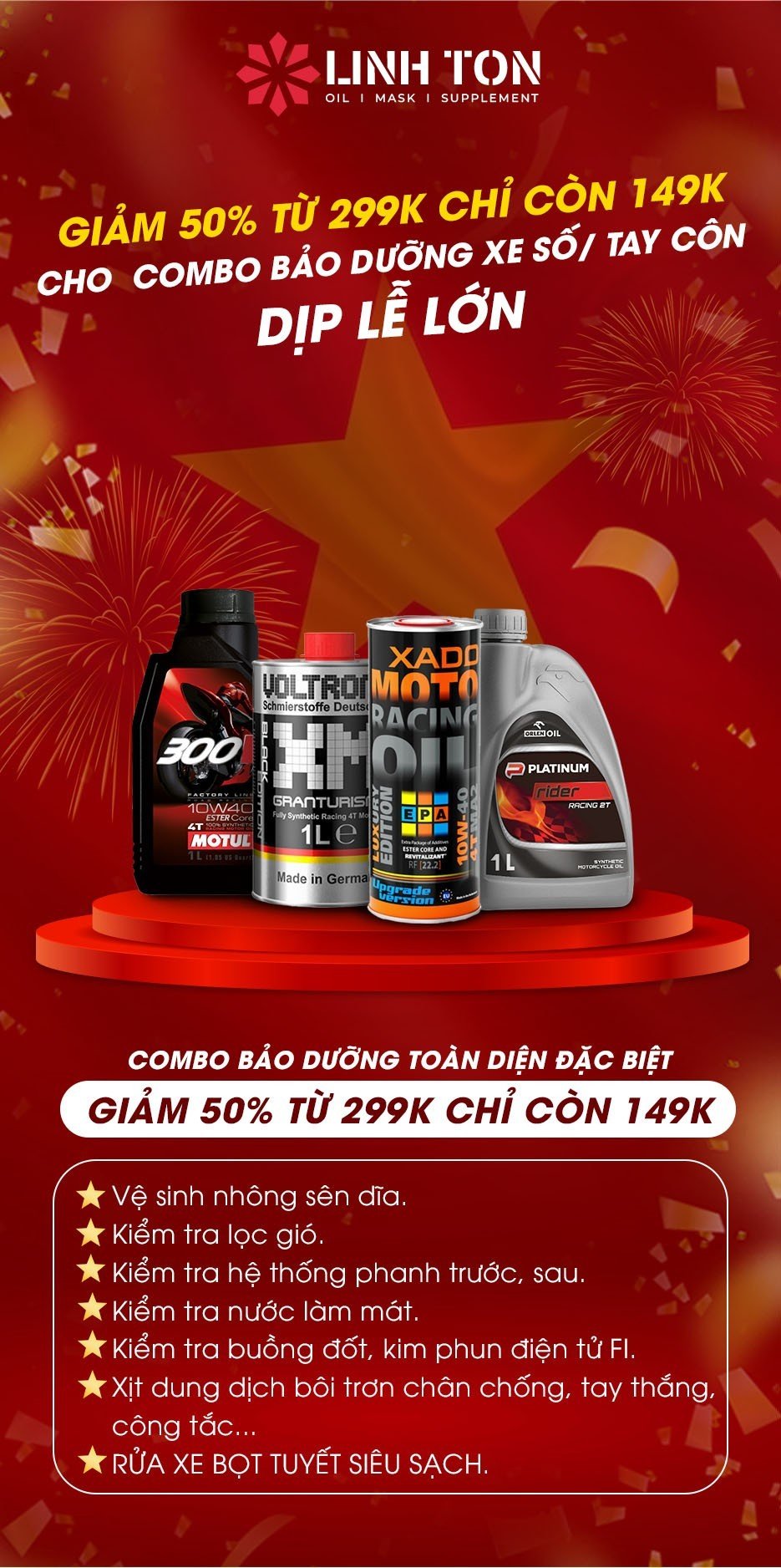 Giảm 50% gói bảo dưỡng toàn diện dịp lễ 30/4 tại Linh Tôn Store - 350A TRỊNH ĐÌNH TRỌNG, HOÀ THẠNH, TÂN PHÚ, TP.HCM - NHOT.LINHTON.VN