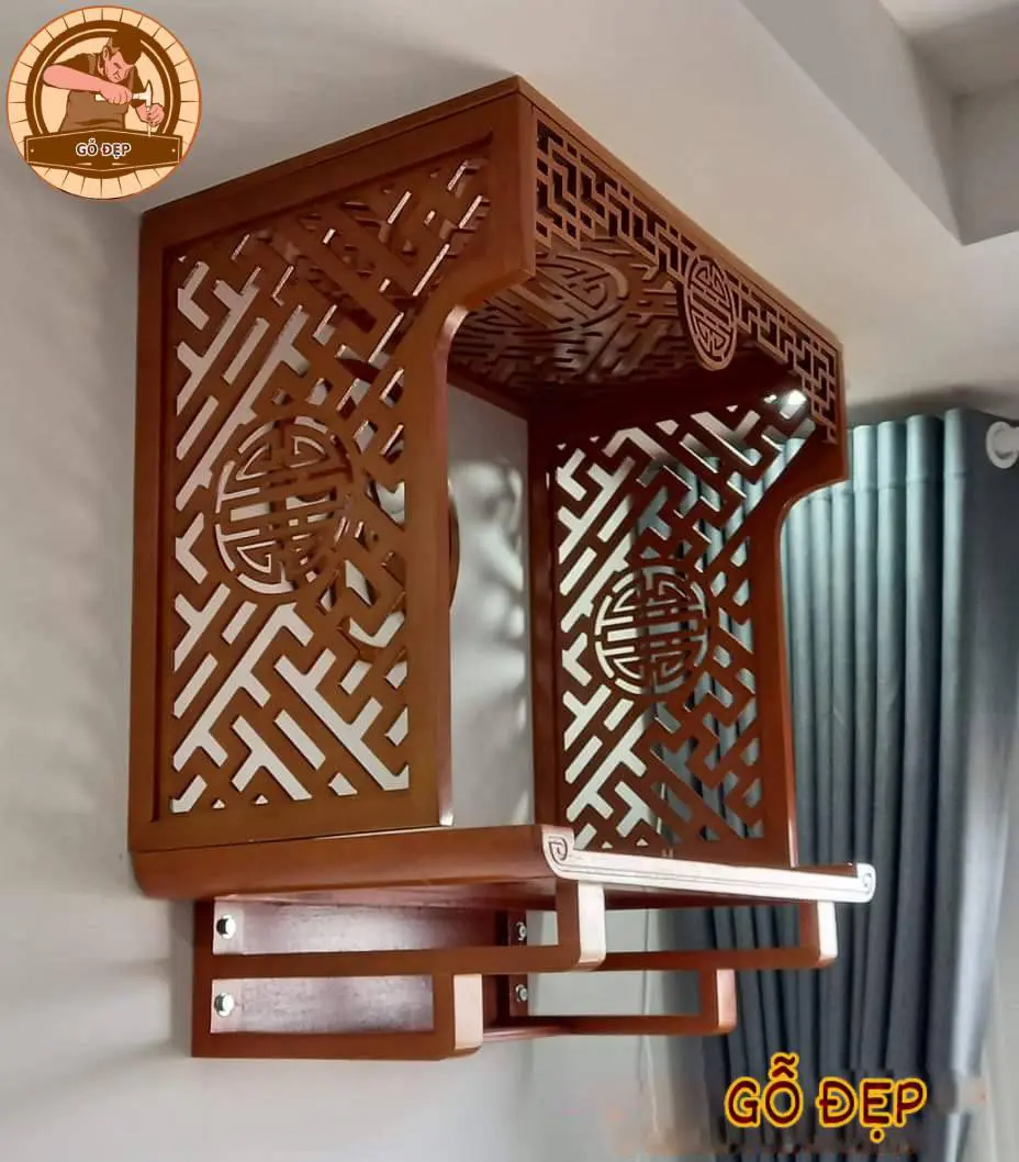 Mẫu bàn thờ treo tường được làm từ gỗ mít thiết kế đơn giản