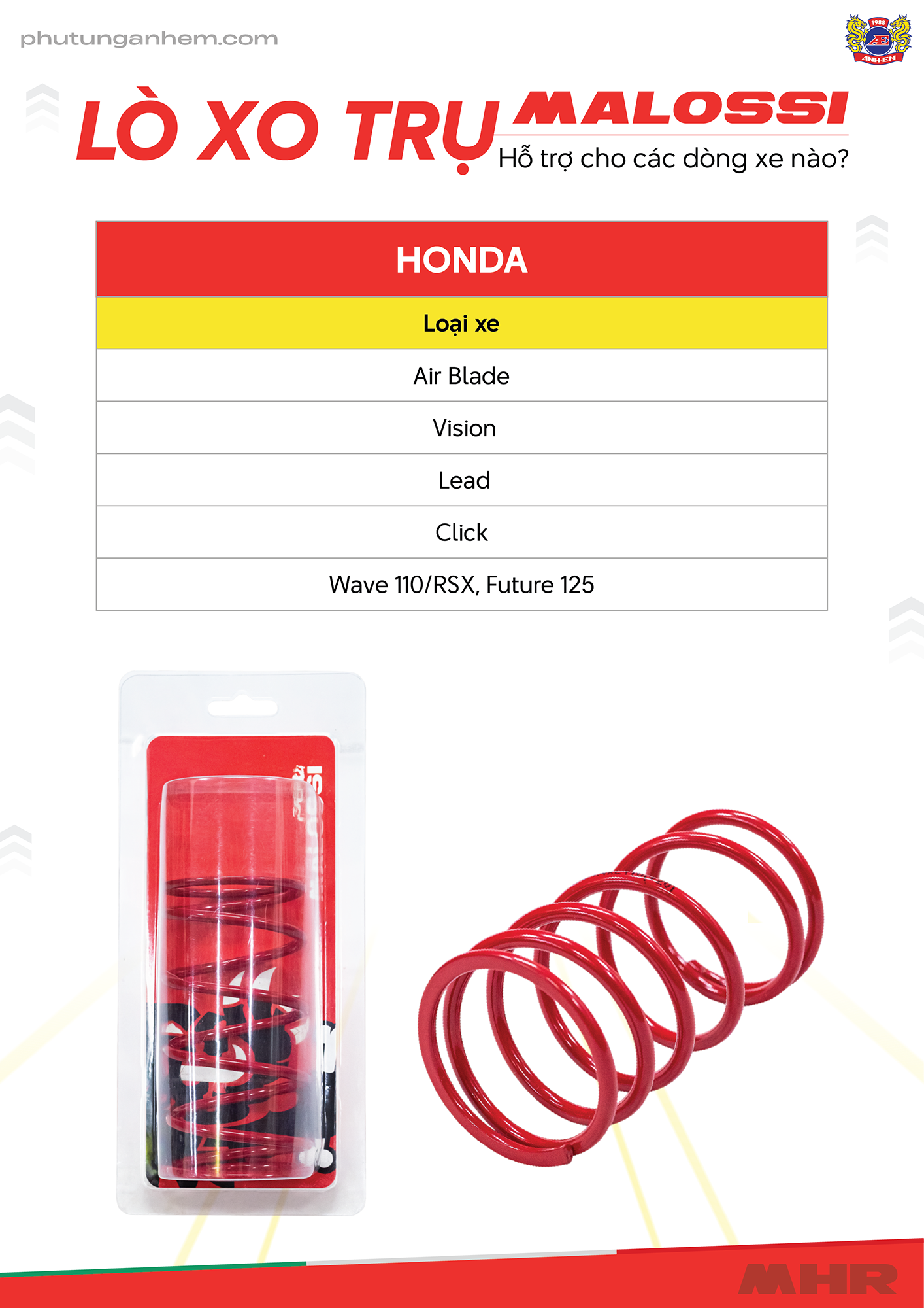 Lò xo trụ Honda chính hãng Malossi