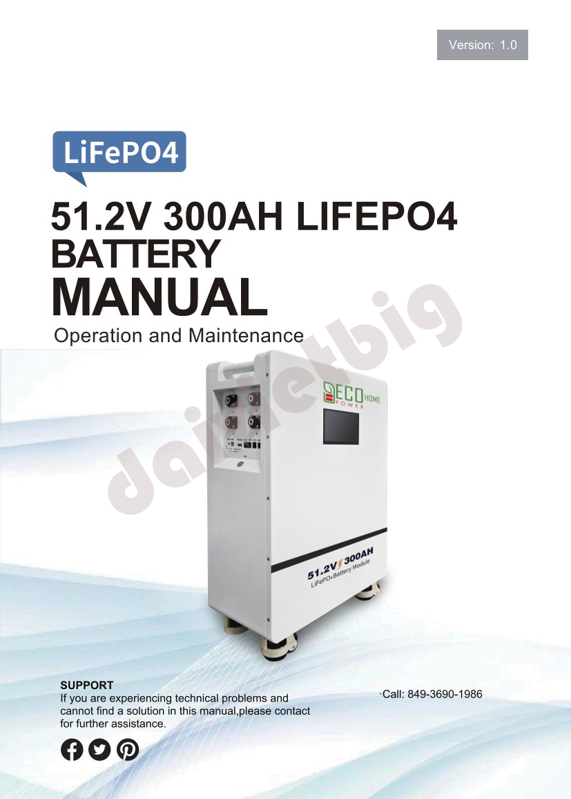 Pin Lithium ECOHOME | 15KWH – 300AH | Bảo Hành 5 năm