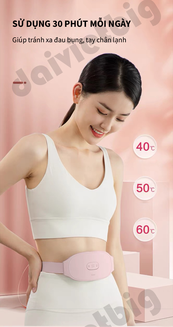 Máy Chườm Bụng Kinh-Đai Massage Giảm Đau Bụng Kinh Haier HZT-Y05L-Hỗ Trợ Chống Lão Hóa-Quà Tặng Bạn Gái