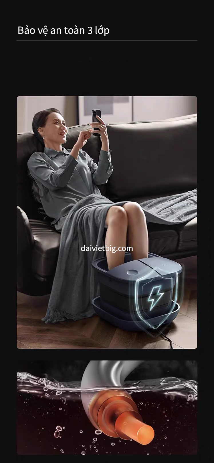 Bồn ngâm chân gấp gọn massage tự động Philips, Chậu ngâm chân mát xa lưu thông dễ ngủ- bản đặc biệt 2025