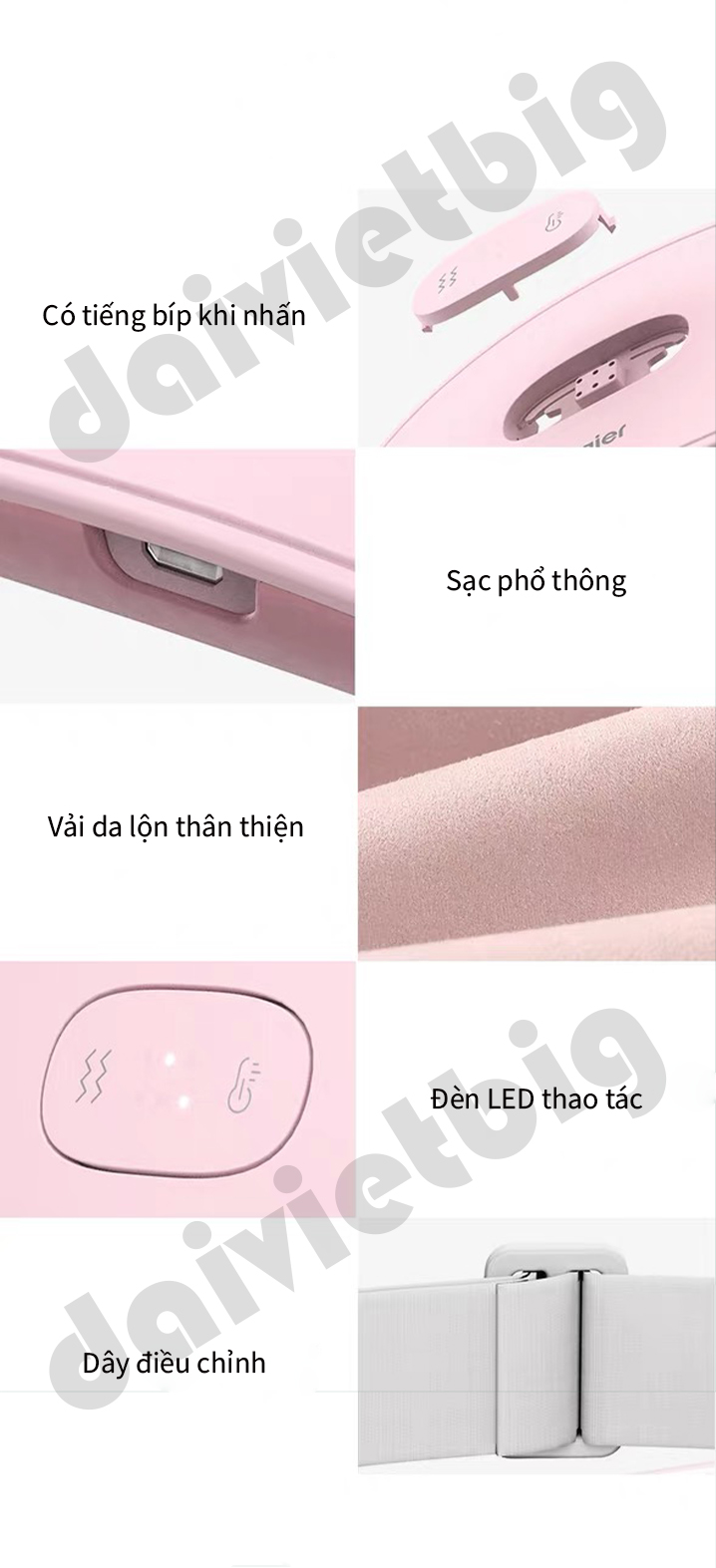 Máy Chườm Bụng Kinh-Đai Massage Giảm Đau Bụng Kinh Haier HZT-Y05L-Hỗ Trợ Chống Lão Hóa-Quà Tặng Bạn Gái
