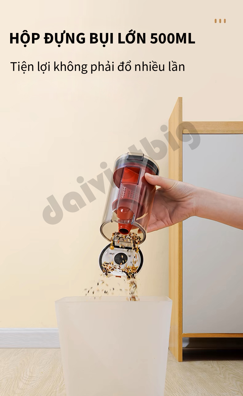 Máy hút bụi cầm tay Haier G16W, Hút bụi giường nệm,ô tô, lực hút 16.000Pa cao cấp