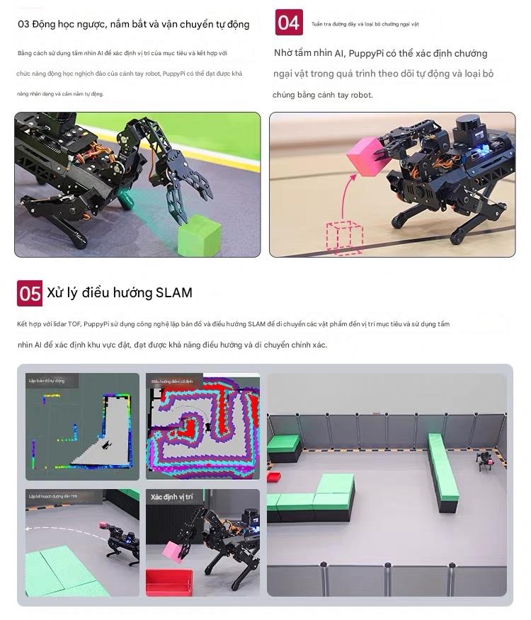 Chó Robot Huaner ROS Raspberry Pi Chó cơ khí bốn chân AI Vision Mô hình lớn Bionic Lập trình SLAM Lập bản đồ