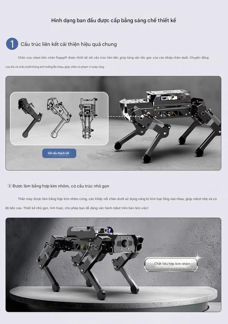 Chó Robot Huaner ROS Raspberry Pi Chó cơ khí bốn chân AI Vision Mô hình lớn Bionic Lập trình SLAM Lập bản đồ