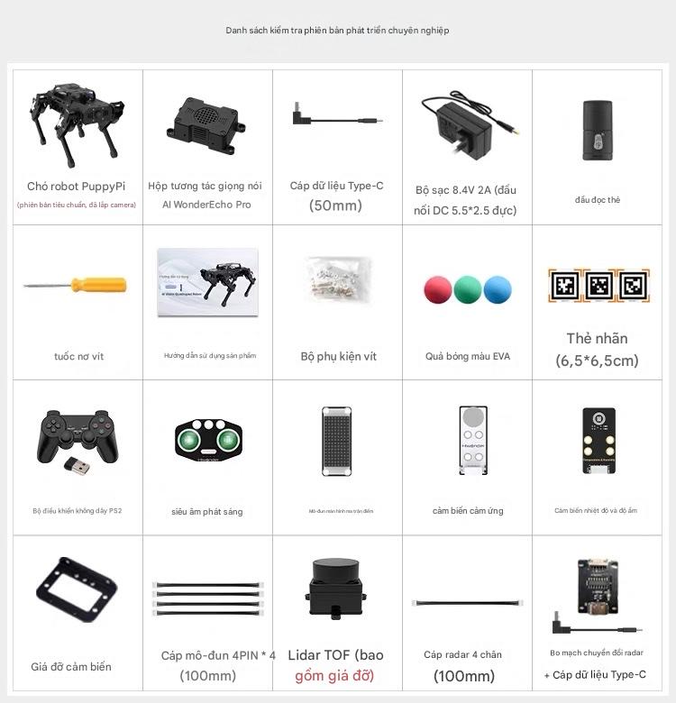 Chó Robot Huaner ROS Raspberry Pi Chó cơ khí bốn chân AI Vision Mô hình lớn Bionic Lập trình SLAM Lập bản đồ