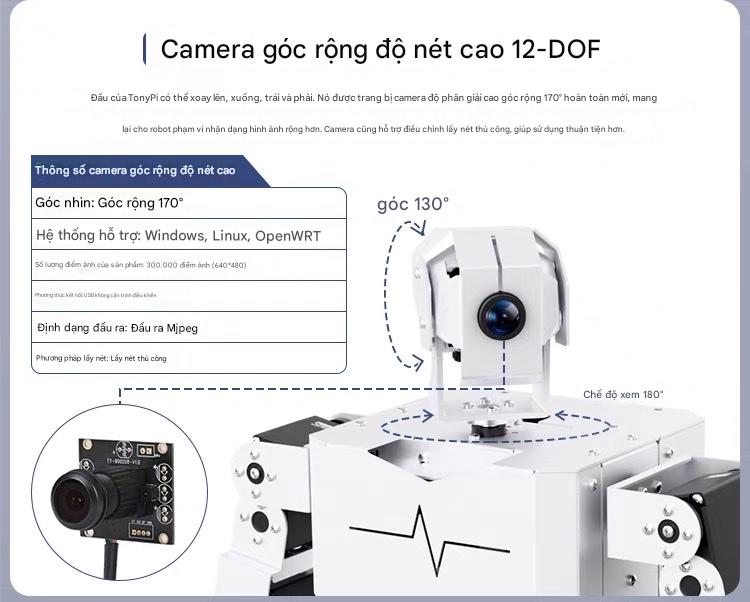 Robot Hình Người TonyPi – Phiên Bản Mô Hình Lớn Tích hợp Raspberry Pi – AI Tầm Nhìn – Lập Trình Python – Dáng Đi Hai Chân Bionic