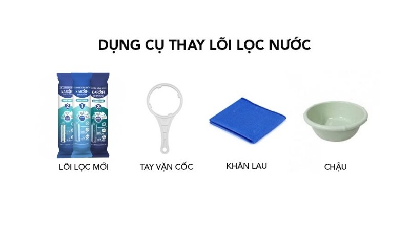 Chuẩn bị dụng cụ trước khi thay lõi lọc nước