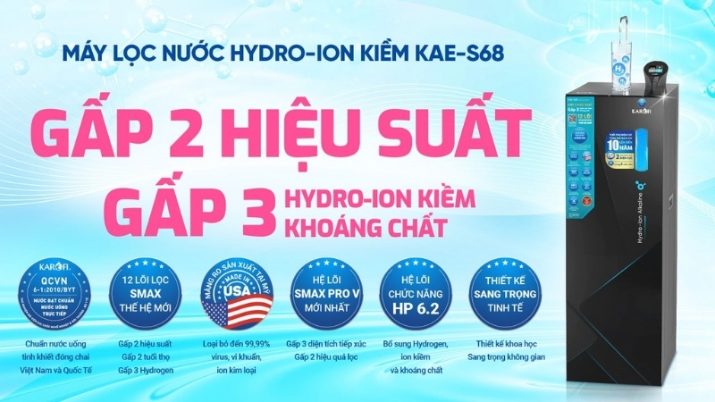 Máy Lọc Nước Hydro-Ion Kiềm Karofi KAE-S68