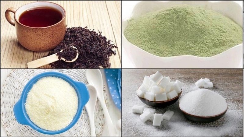 Nguyên liệu chuẩn bị làm trà sữa dưa lưới