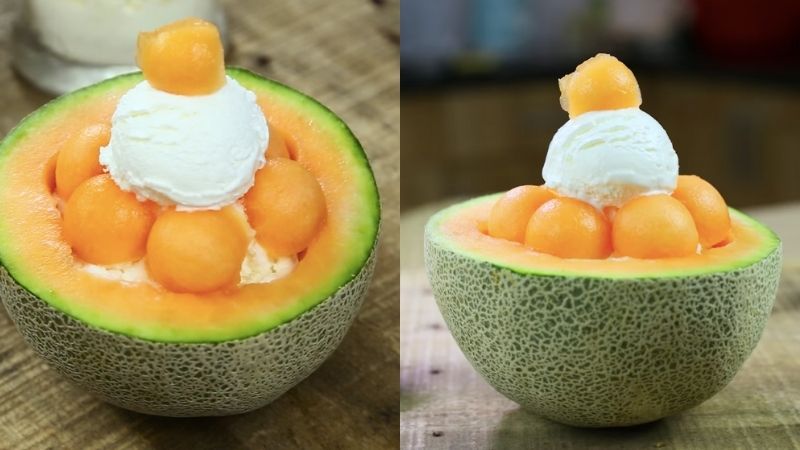 Kem dưa lưới đá bào vô cùng hấp dẫn