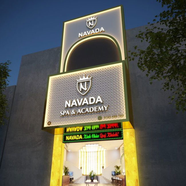 Chữ inox trắng bóng logo spa