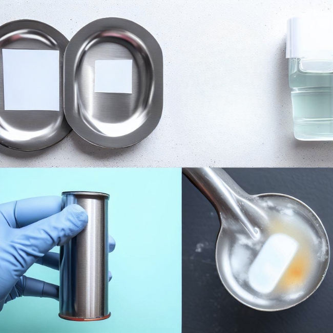 Ảnh phân biệt inox 304 và 201 bằng cách dùng axit