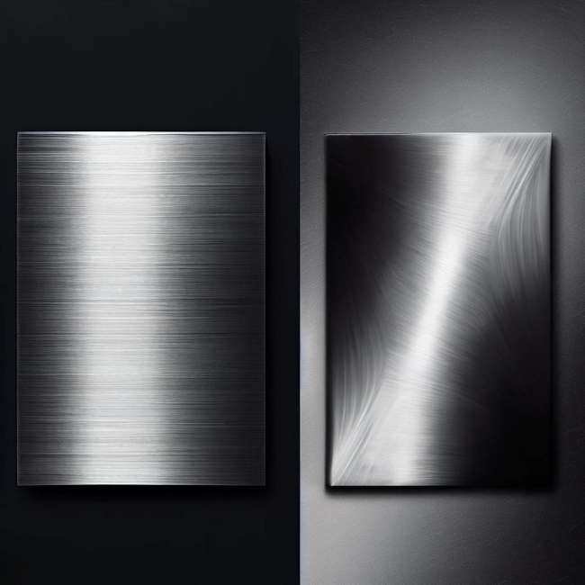 Một bức ảnh của 2 mảnh inox 304 và 430 đặt bên cạnh nhau