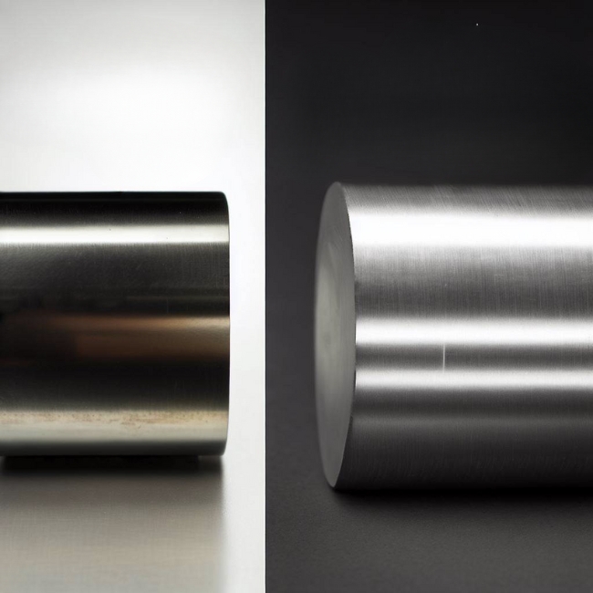 Hình ảnh cạnh nhau của hai vật thể được làm từ inox 316 và inox 304