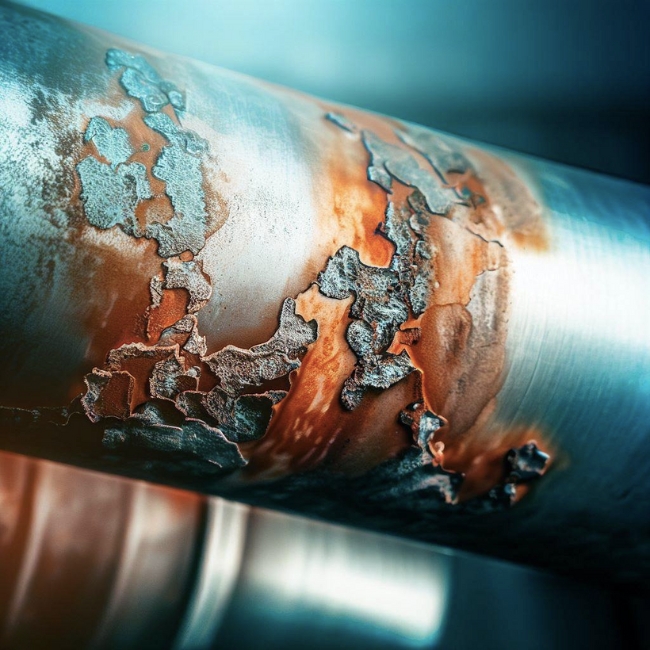 Ảnh một ống inox sus 304 bị ăn mòn và gỉ sét