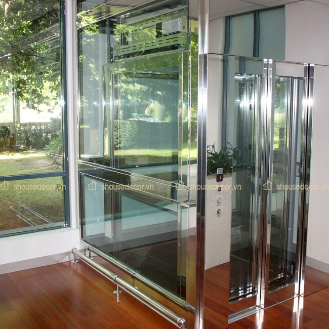 Inox trắng gương ứng dụng trong trang trí thang máy