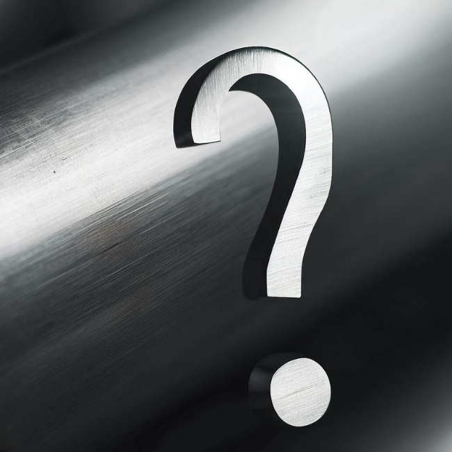 Một thanh inox tròn với một dấu chấm hỏi trên đó