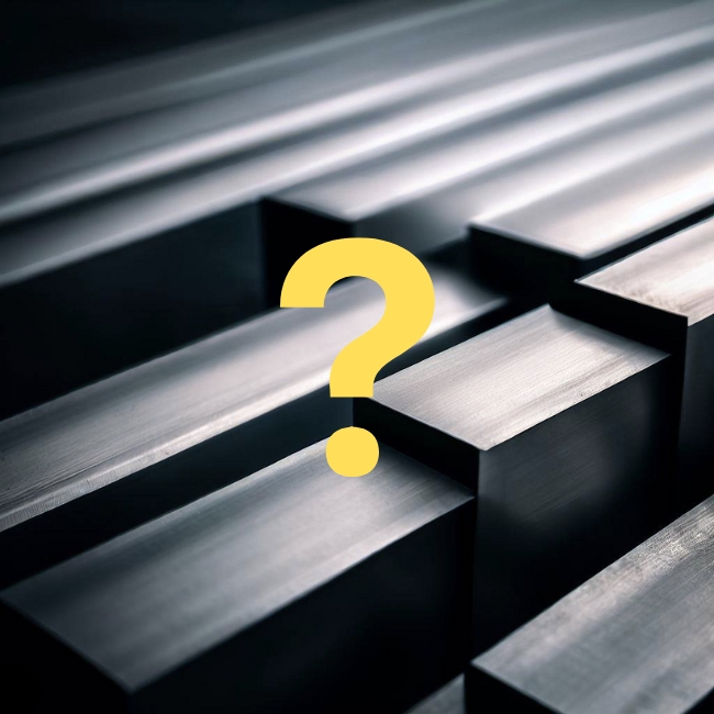 Các ống inox vuông với một dấu chấm hỏi trên đó