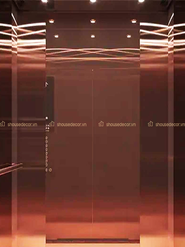 Minh họa mẫu ốp inox cabin thang máy hồng đồng