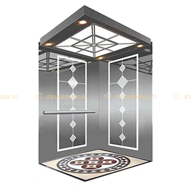 Minh họa ốp inox cho cabin thang máy mẫu số 16