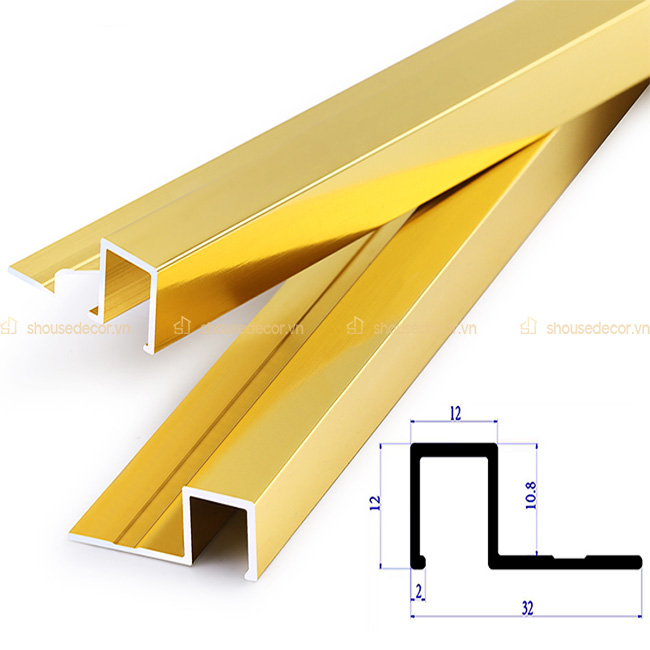 Minh họa sản phẩm nẹp inox cạnh góc tường cánh 12mm