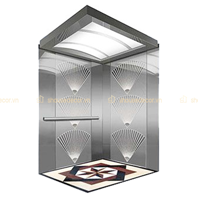 Minh họa ốp inox cabin thang máy mẫu OCTM3D10 của S-House Decor