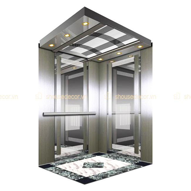Minh họa ốp inox cabin thang máy mẫu 17 của S-House Decor